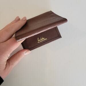 Full Grain Cowhide Brown Bifold Wallet PIERRE CARDIN Slim Minimalist Card Case